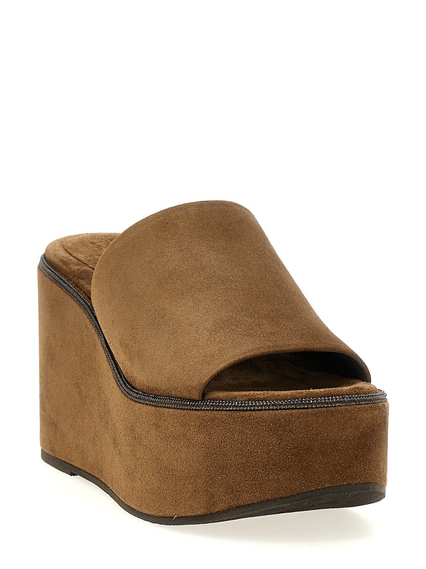 Brunello Cucinelli Brown Monile Wedges