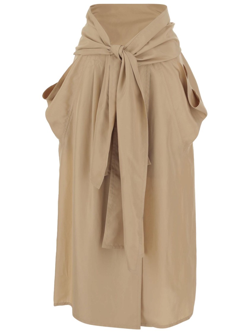 Shop Carven Wide-fit Silk Skirt With Knot Closure