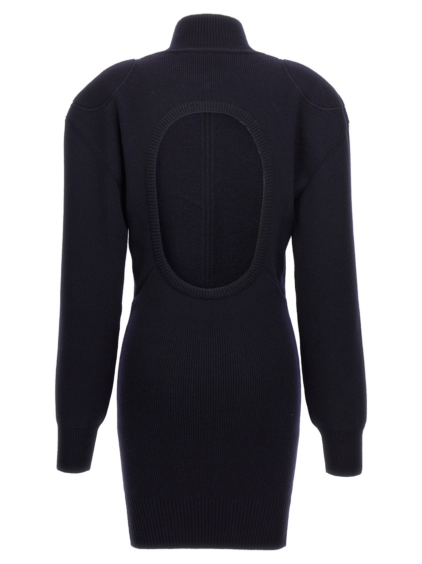 Stella Mccartney Ribbed Knit Mini Dress With High Neck In Black
