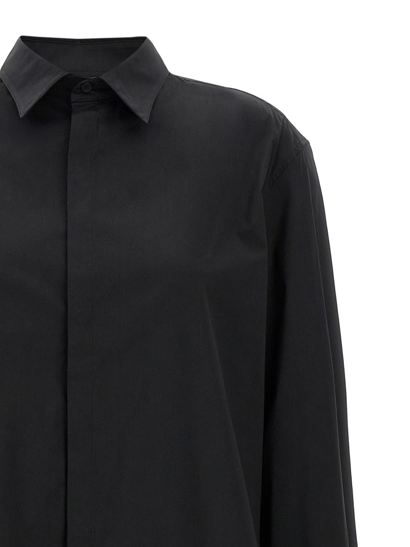 Y-3 Asymmetrical Hem Cotton Blend Chemisier Dress In Black