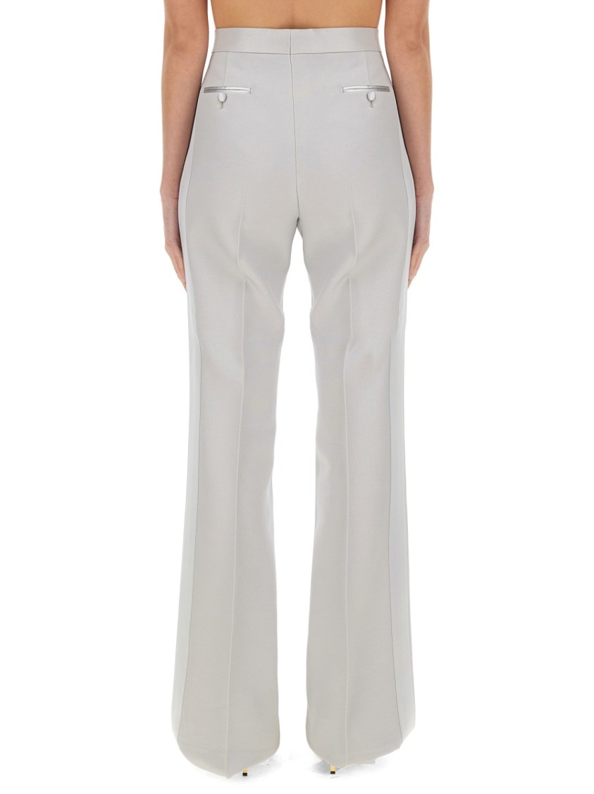 Tom Ford Lustrous Barathea Tailored Tuxedo Wide Leg Pants In Grey