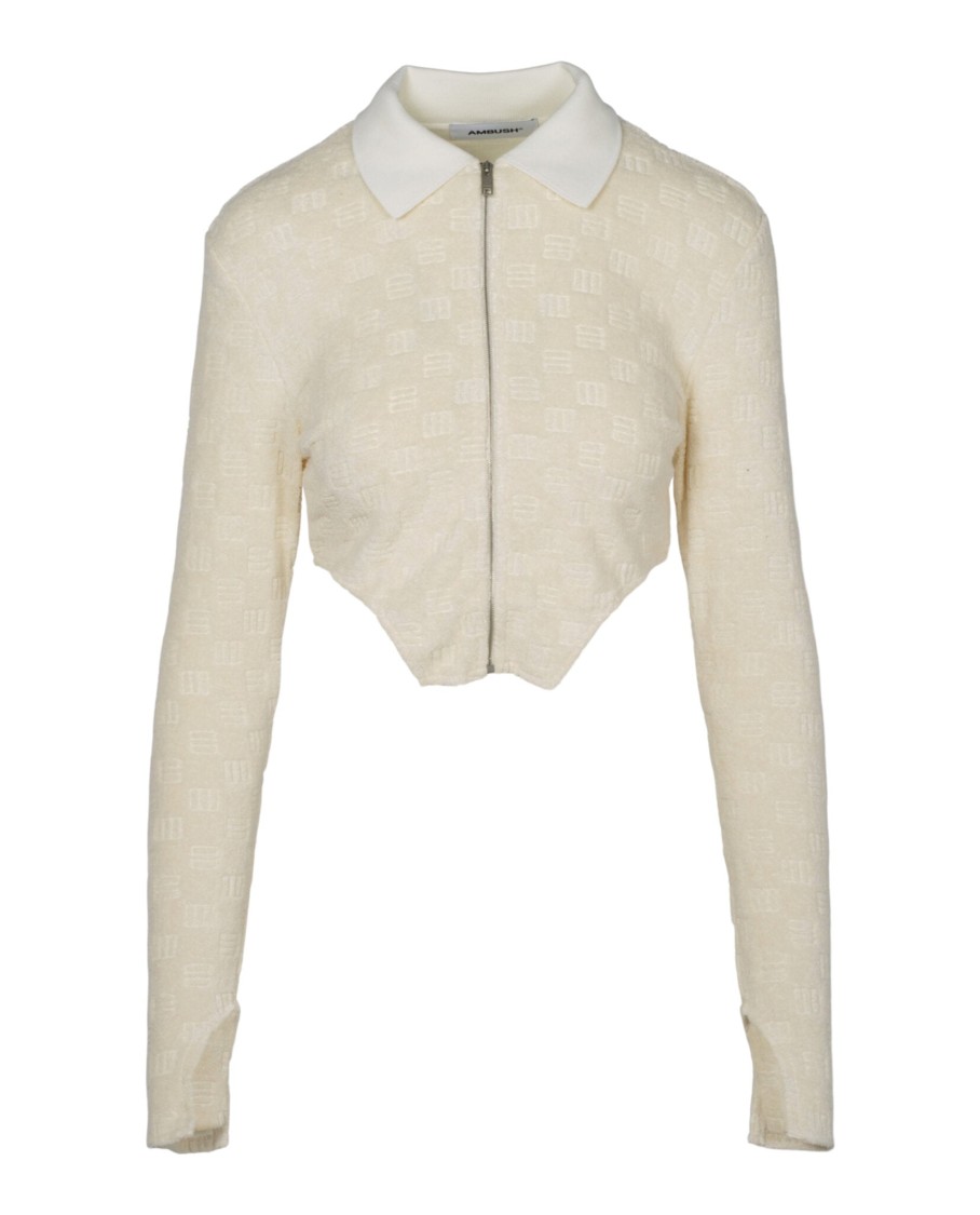 Ambush Monogram Jacquard Cropped Jacket In Brown