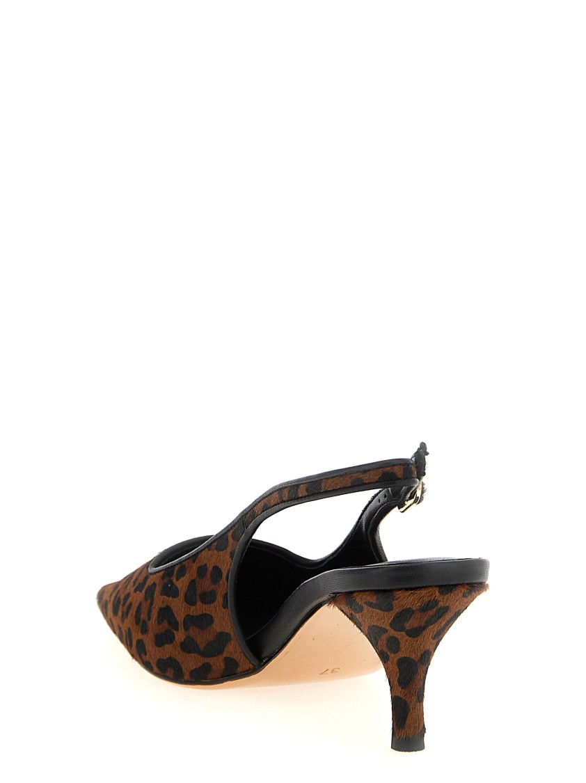 Twinset Twin-set Animal Print Slingbacks In Brown