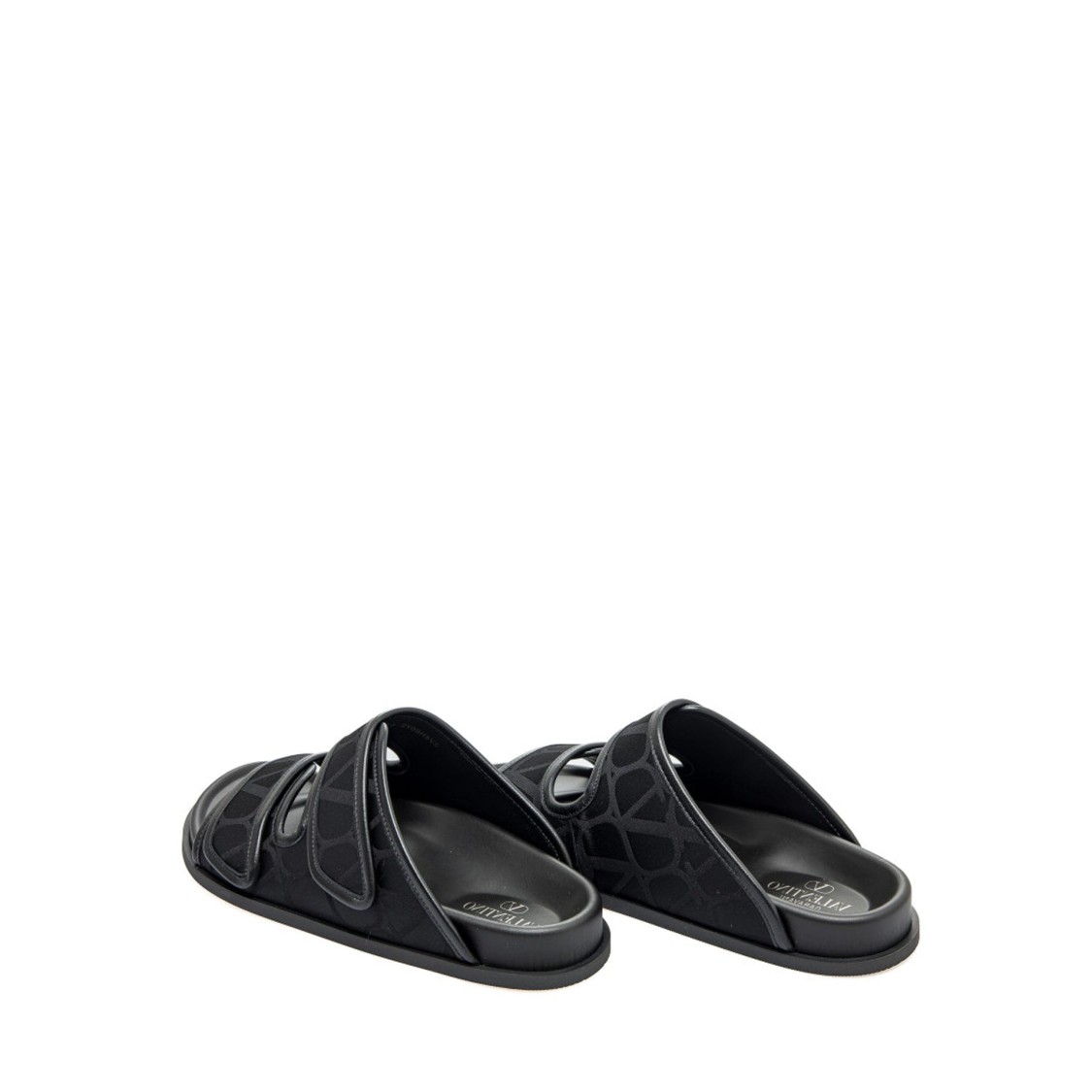 Valentino Toile Iconographe Flat Sandals In Black