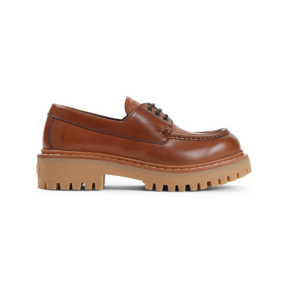 Prada Brown Calf Leather St. Moritz Derbies In Brown