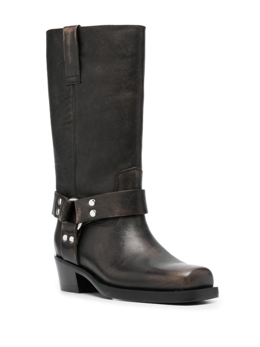 Paris Texas Black Calf Leather Roxy Boot In Black