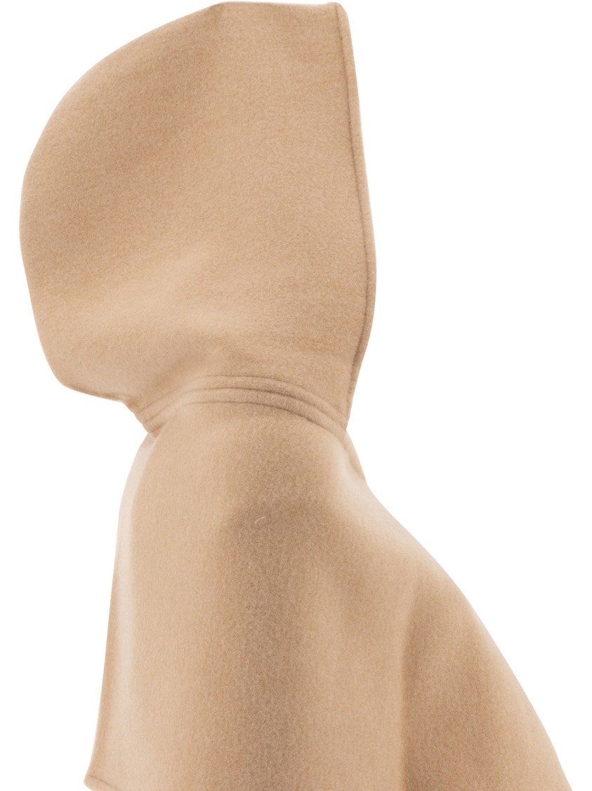 Ferragamo Beige Wool-cashmere Blend Scarf With Hood In Neutral