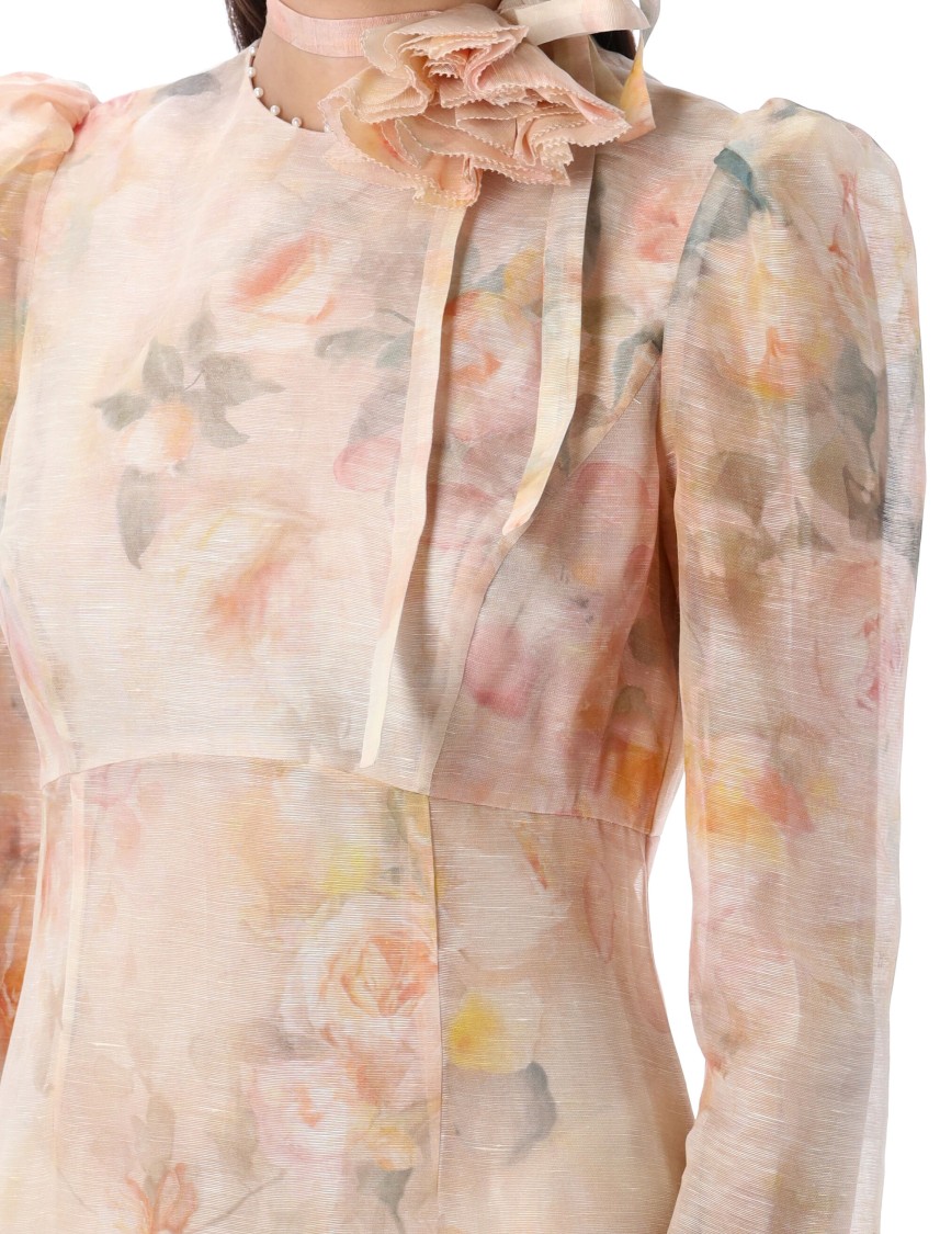 Shop Zimmermann Crush Flower Mini Dress In Neutrals