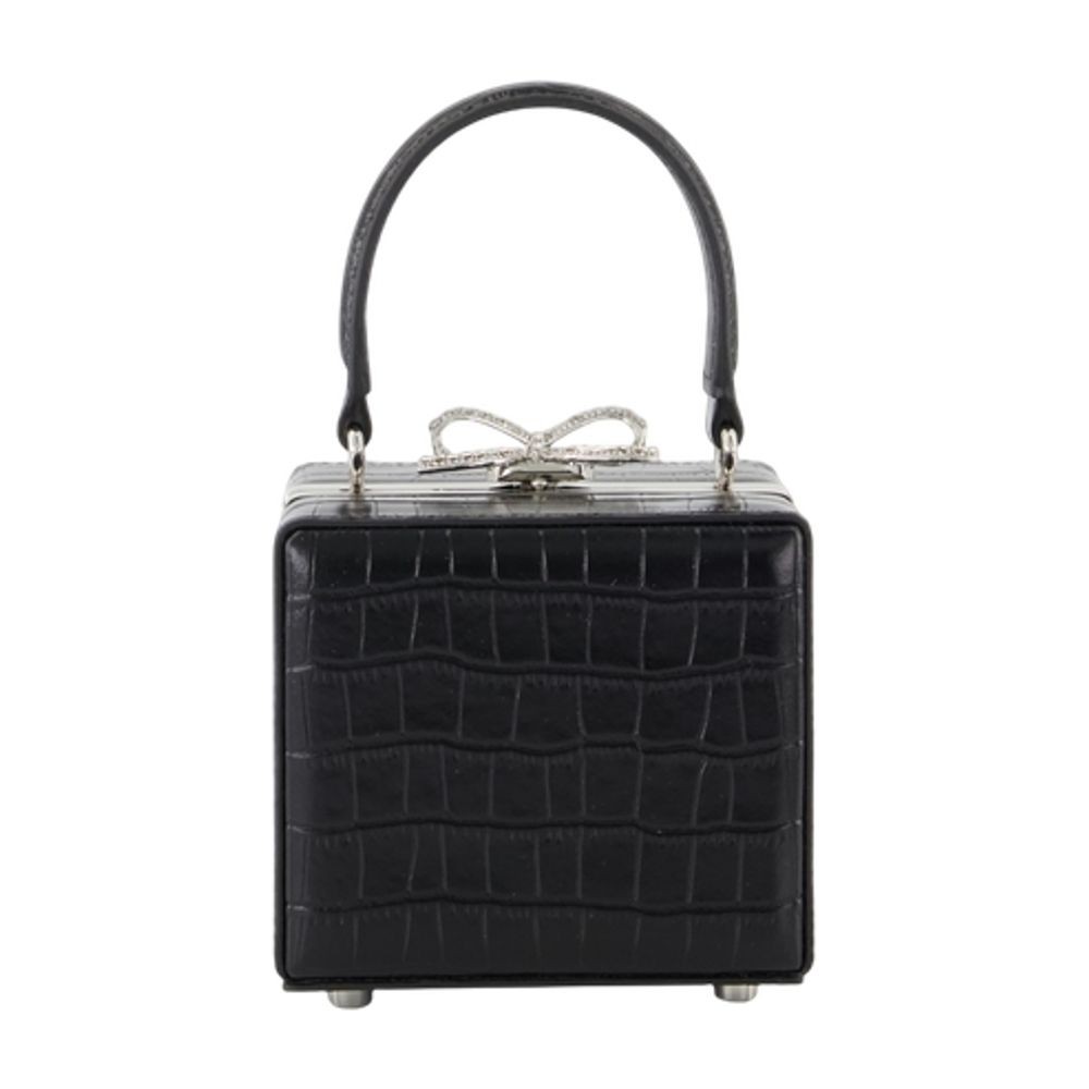 Self-portrait Croco Micro Handbag In Black
