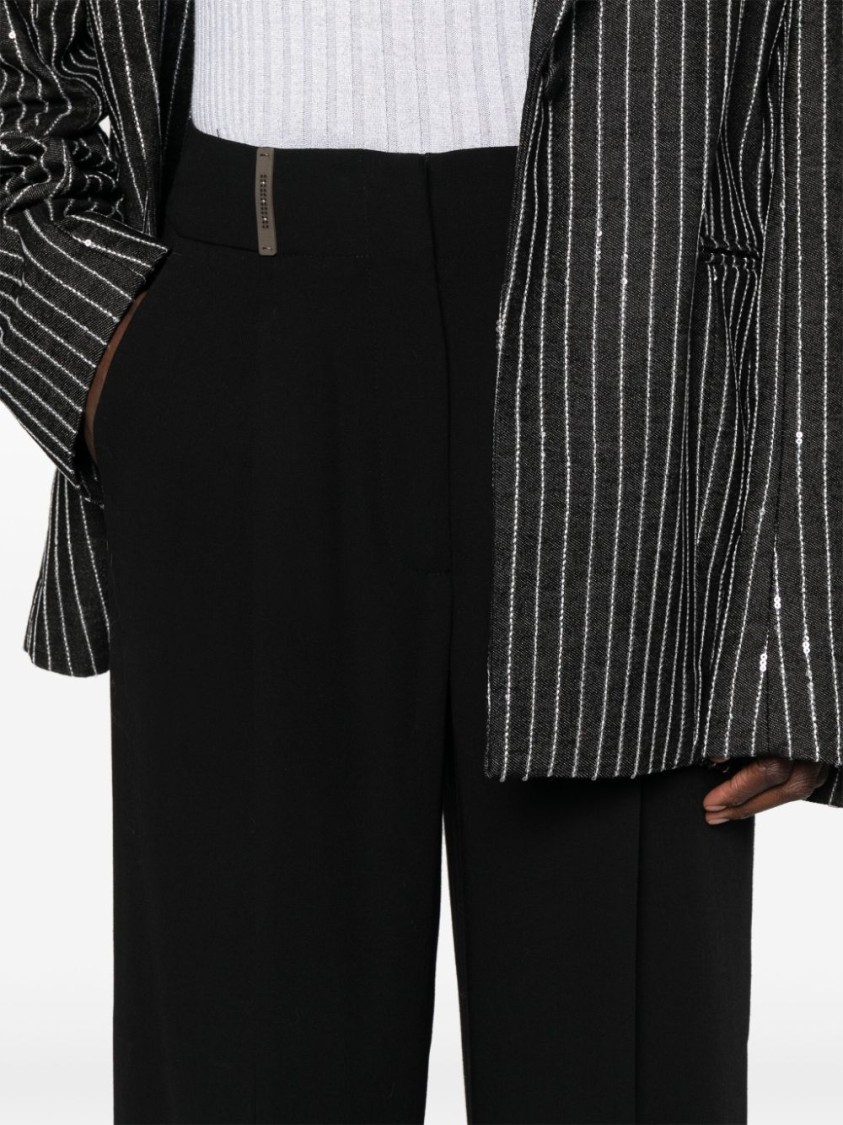 PESERICO PESERICO WIDE-LEG TROUSERS WITH VISCOSE-WOOL BLEND AND TAILORED FINISH