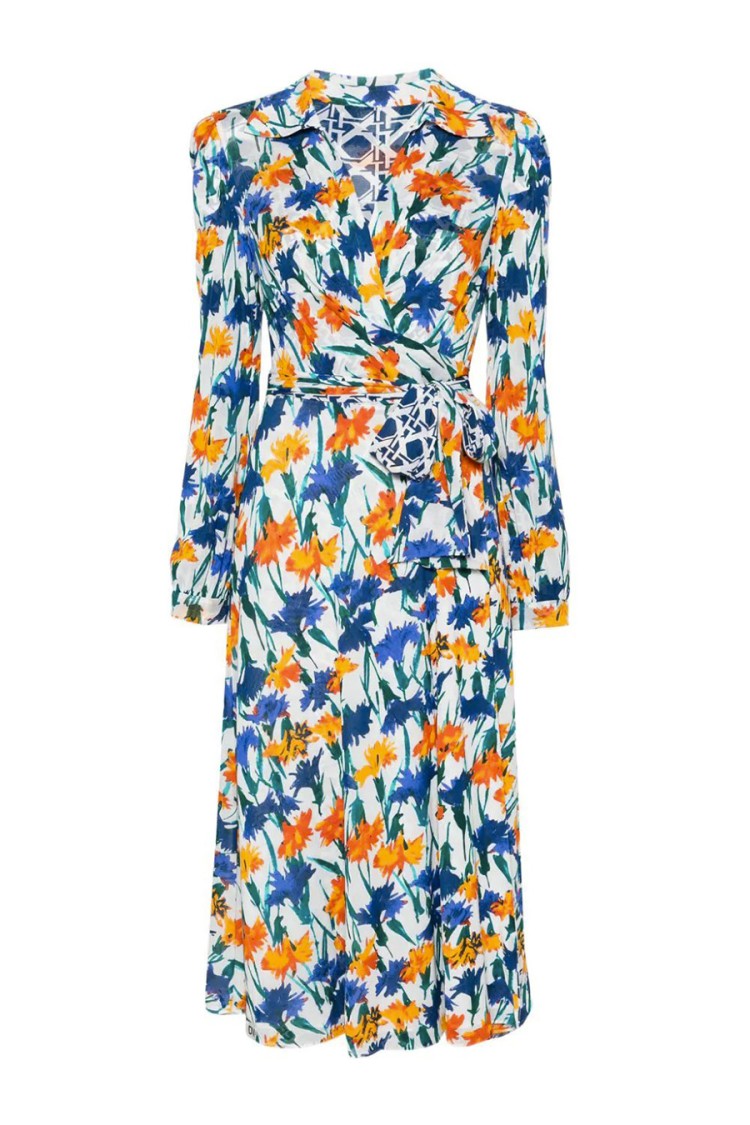 Diane Von Furstenberg Phoenix Reversible Dress In Dianthus Reversible To Vintage Cane In White