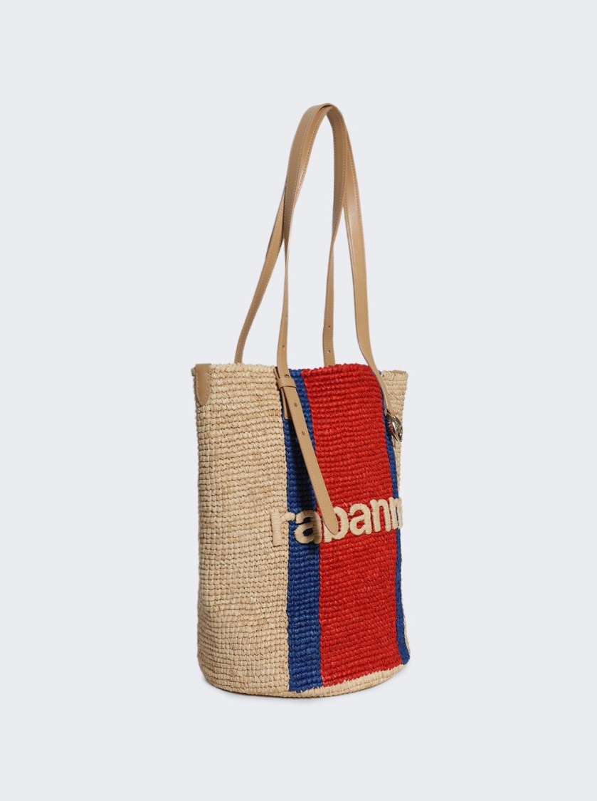 Rabanne Logo-embossed Raffia Basket Bag