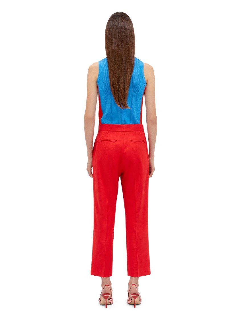 Msgm Tailored Red Trousers With Structured Waistband In Red