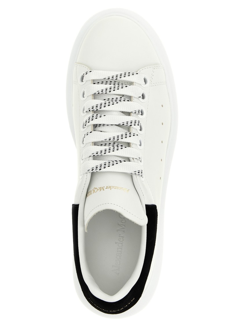 Alexander Mcqueen White Leather Sneakers With Black Suede Heel In White
