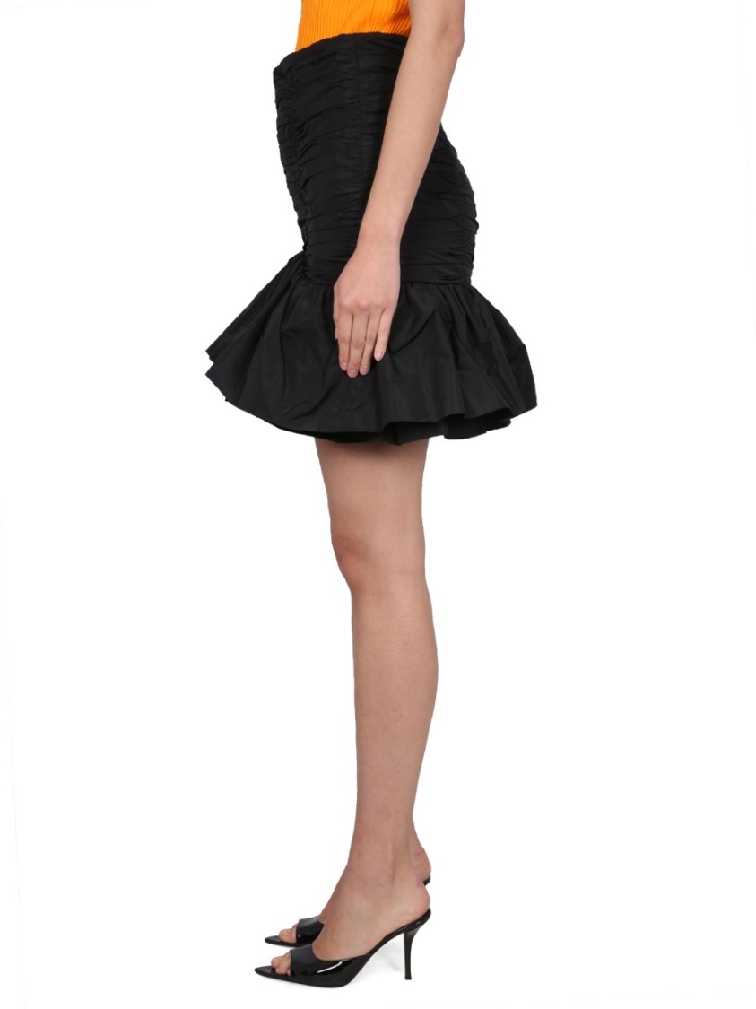 Patou High Waist Ruffled Mini Skirt In Black