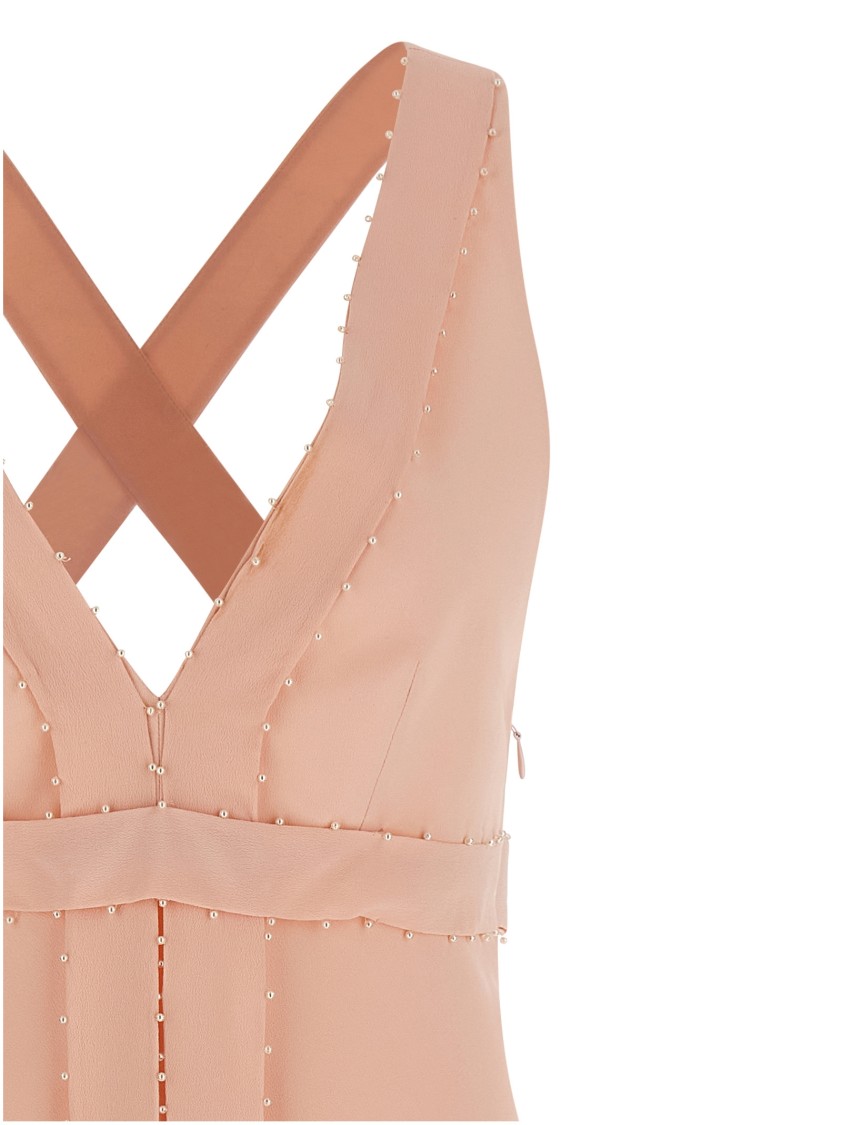 Giovanni Bedin Embellished V-neck Mini Dress In Pink