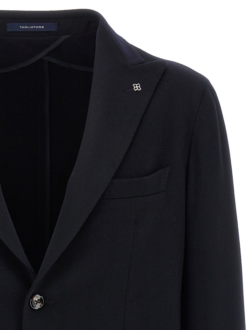Tagliatore Square Pattern Blazer With Multiple Pockets