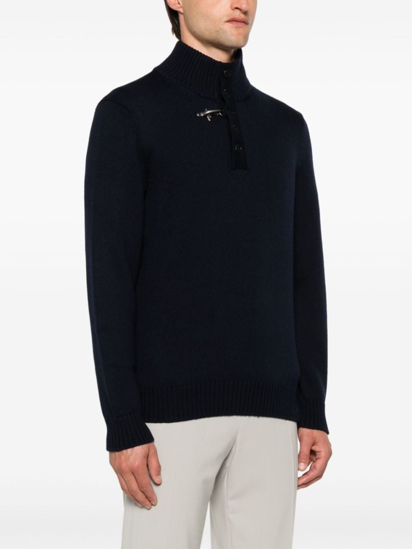 Fay High Neck Sweater In Blue