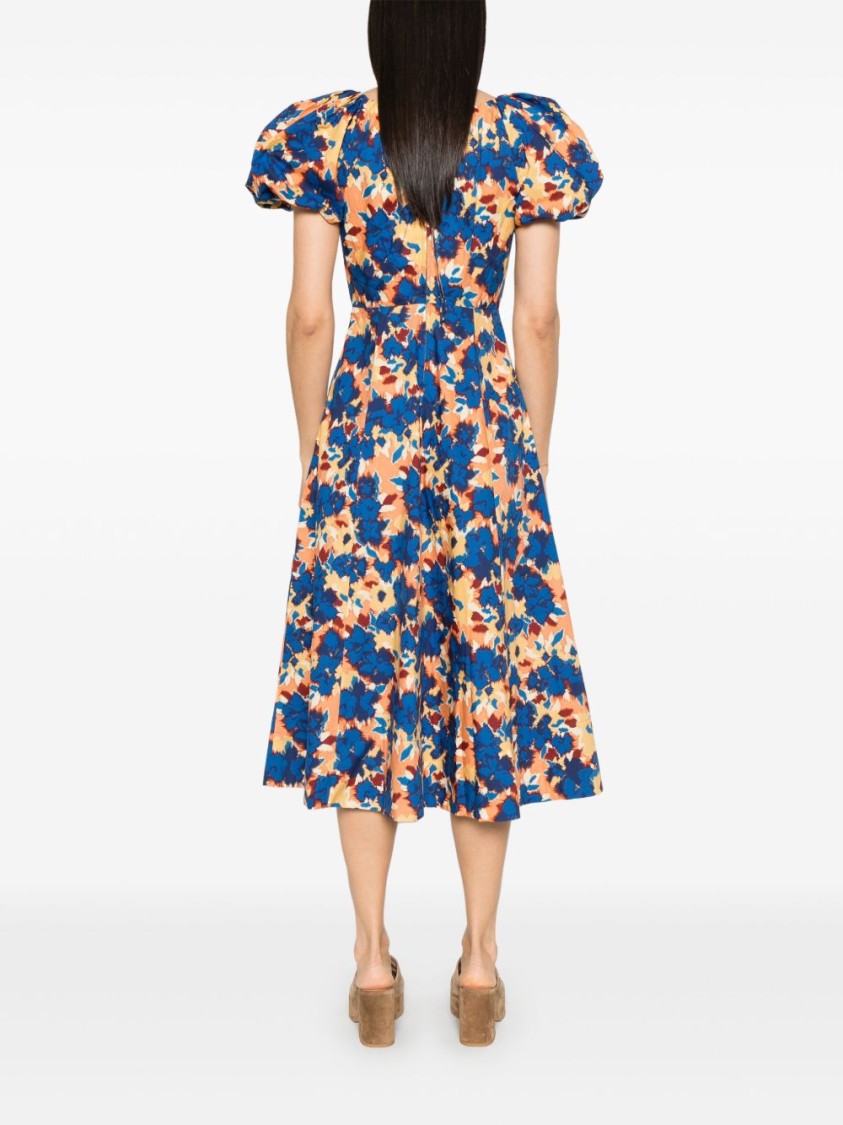 Ulla Johnson Imara Floral Cotton Poplin Midi Dress In Blue