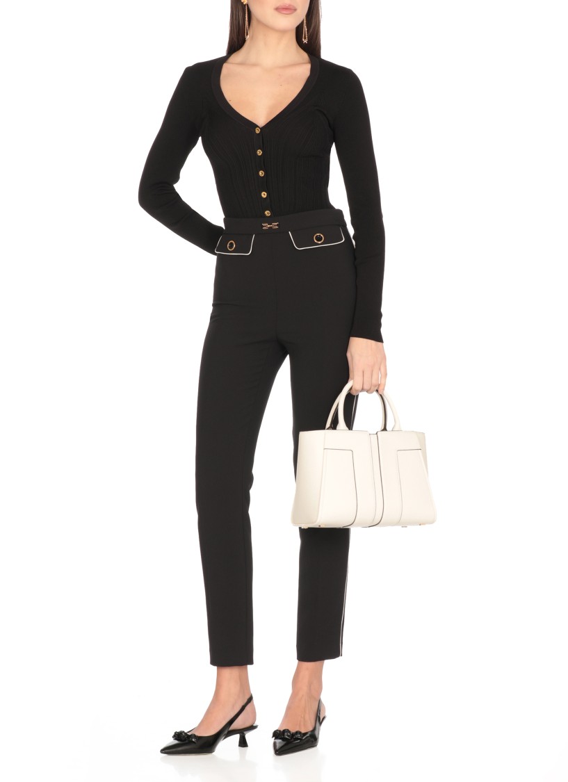 Shop Elisabetta Franchi Black Viscose Blend Cardigan