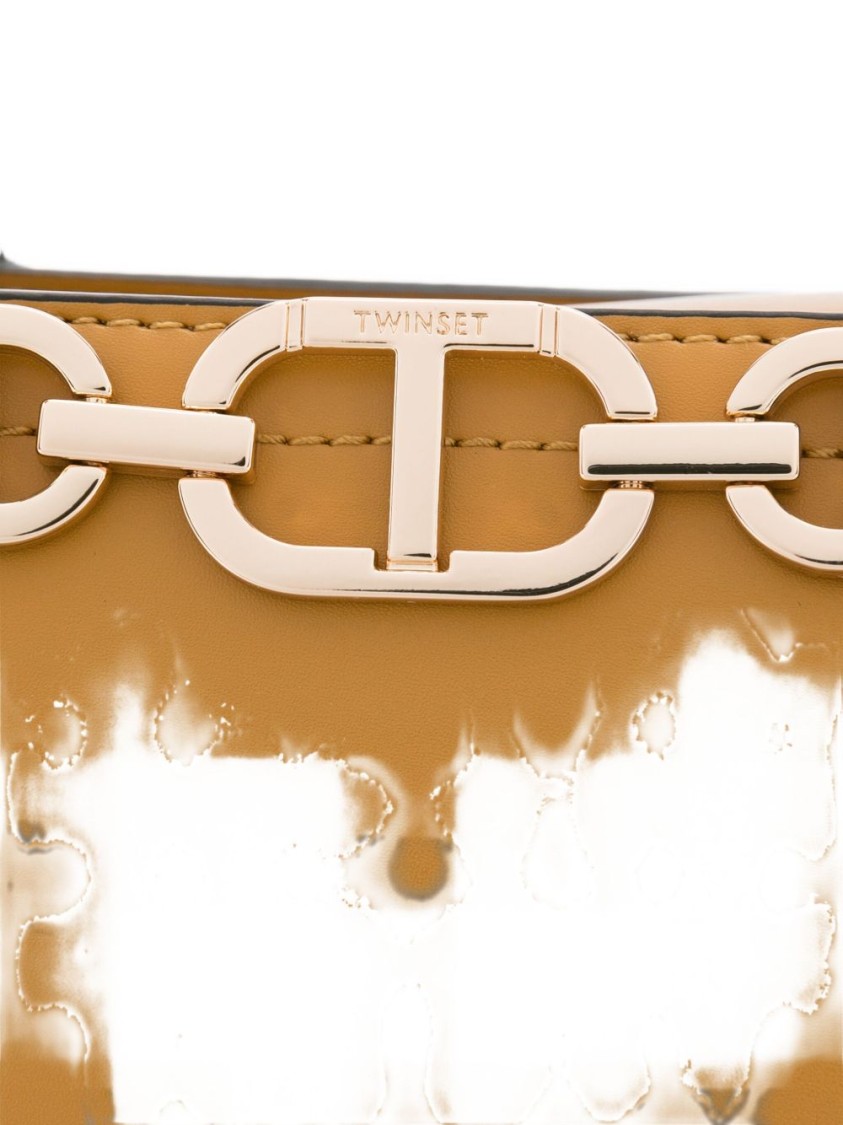 Twinset Twin-set Structured Tote Bag With Polished Hardware And Versatile Straps In Brown
