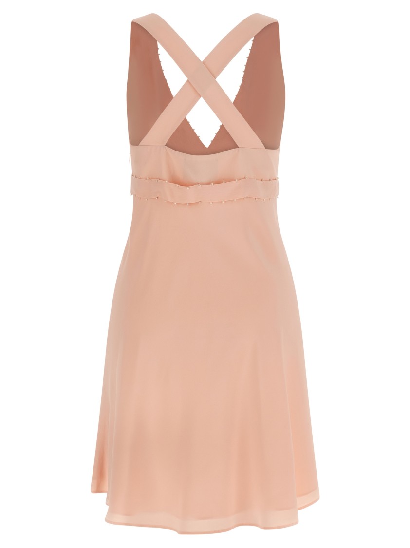 Giovanni Bedin Embellished V-neck Mini Dress In Pink