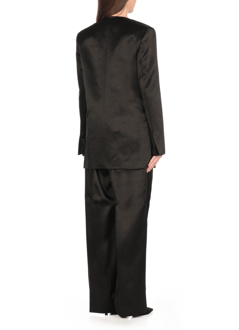 Philosophy Di Lorenzo Serafini V-neck Satin Blazer With Double-breasted Closure In Black