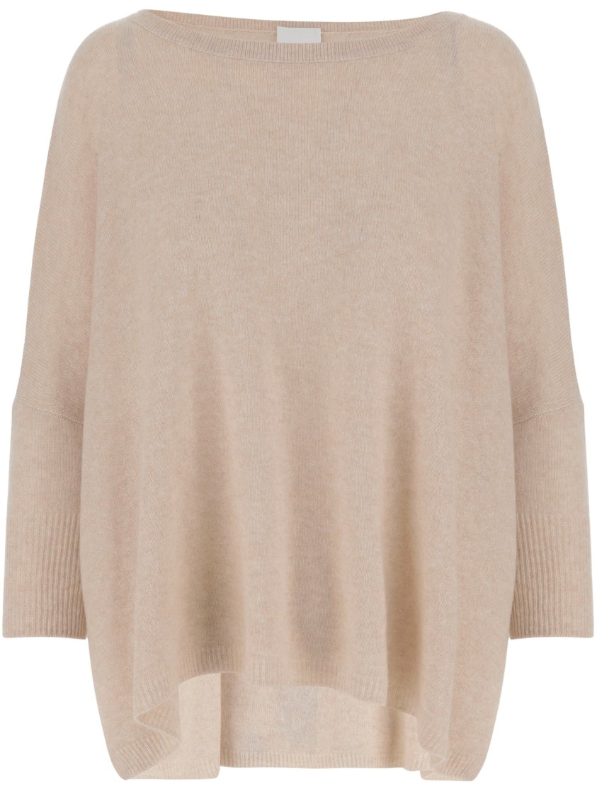 Allude Wool Blend Pullover With Rhinestones And Studs In Neutrals