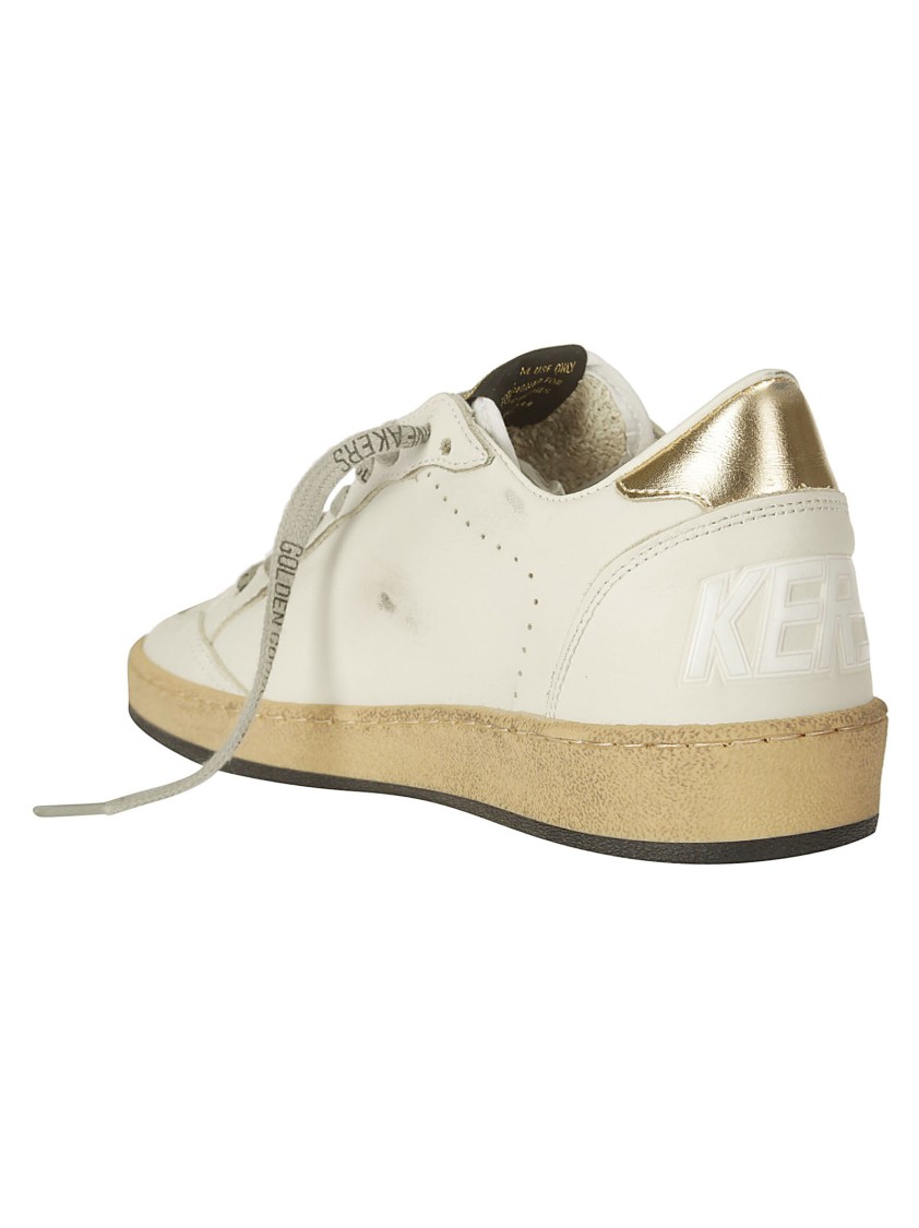 Golden Goose Ball Star Sneakers With Gold Star And Heel Tab In White
