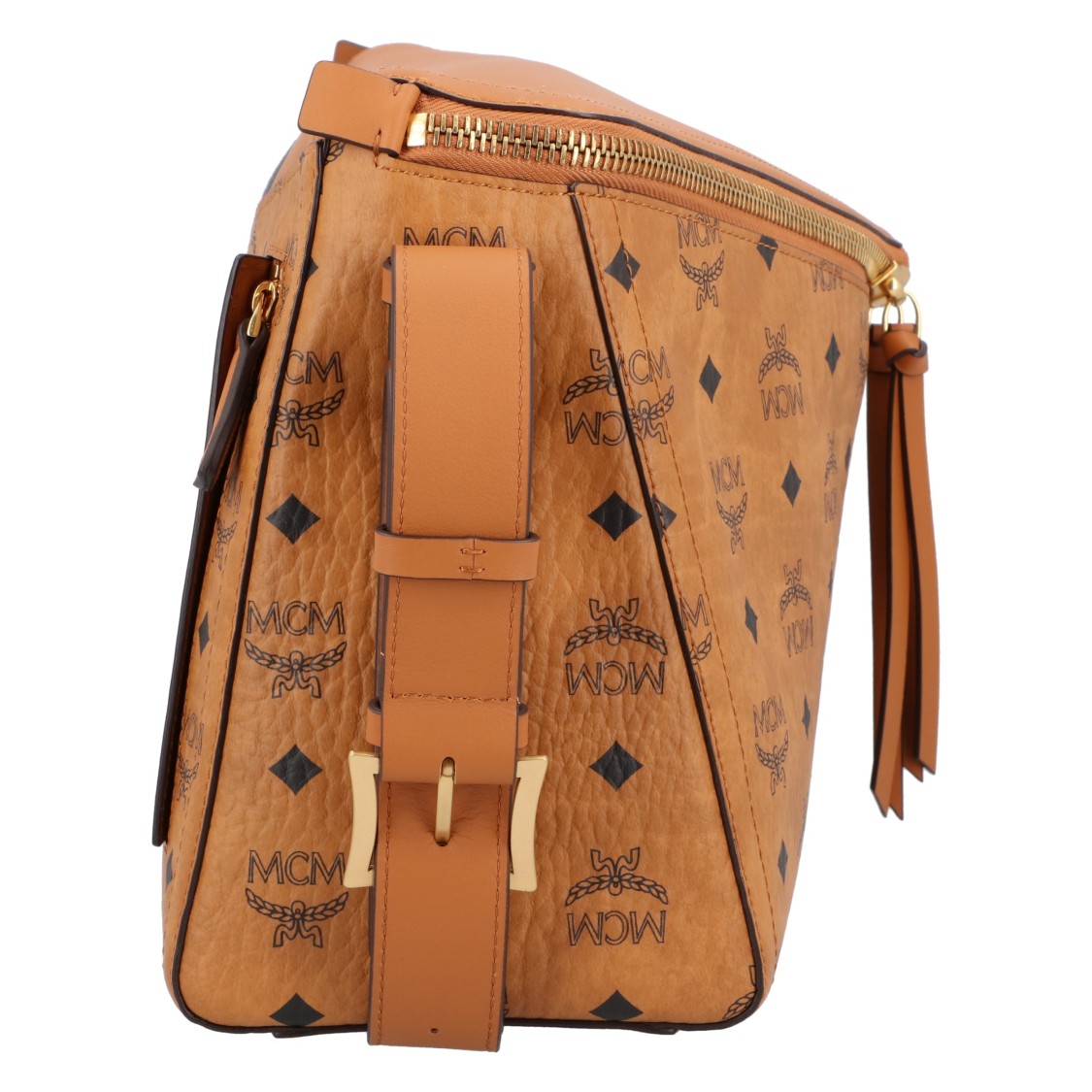Mcm Diamant 3d Shoulder Bag In Visetos Leather Mix In Brown