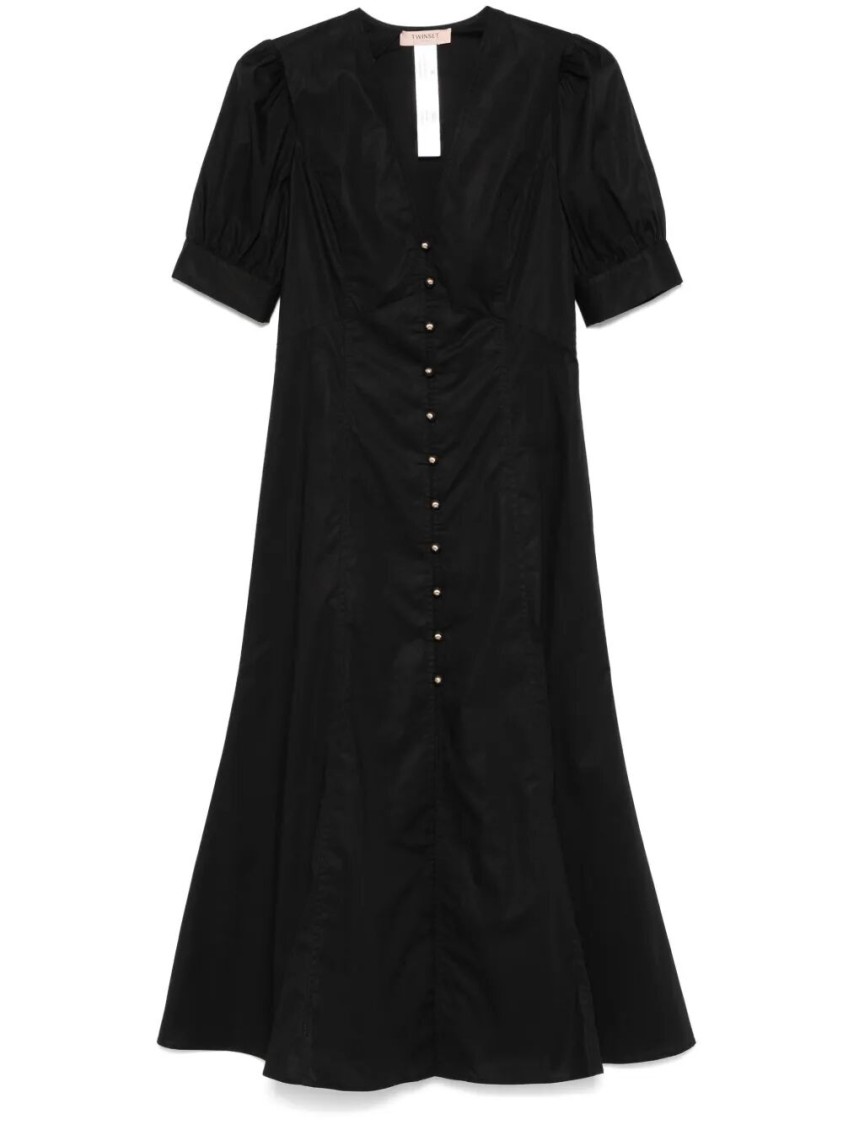 Twinset Twin-set Fitted Midi Dress With Deep V-neckline