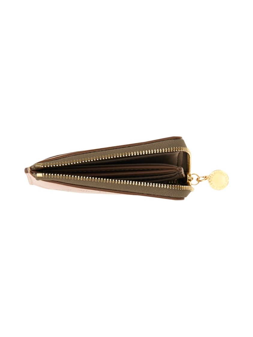 Stella Mccartney Compact Zipped Wallet With Front Logo Detail In Pink