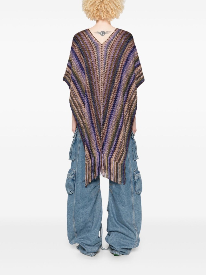 Shop Missoni Multicolour Viscose Poncho In Multicolor