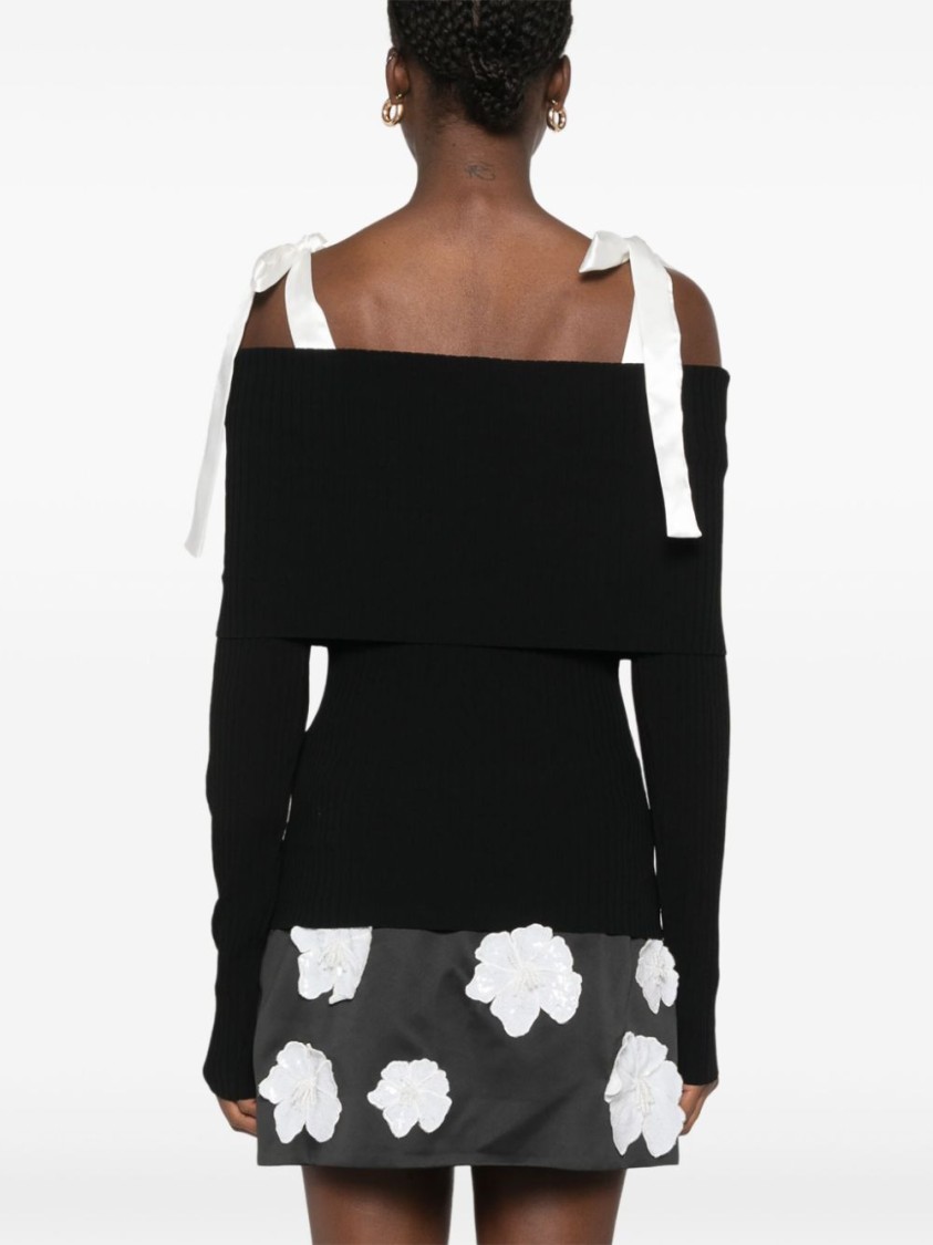 Rotate Birger Christensen 'long-sleeved Off-should In Black