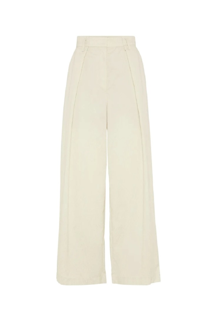 Brunello Cucinelli Wide-leg Trousers With High Waist In White