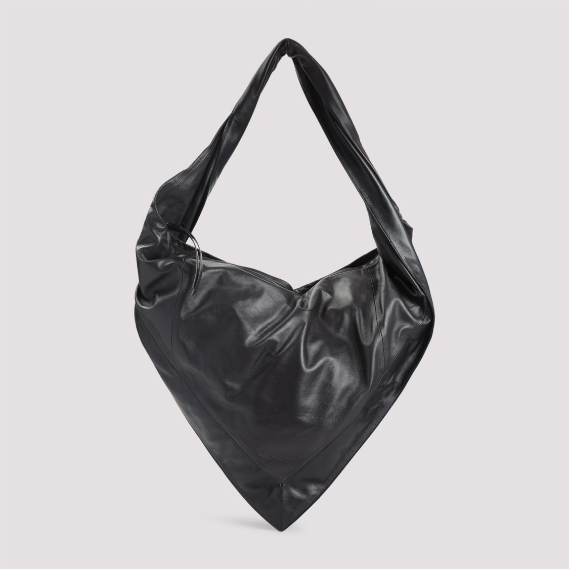 Lemaire Unique Triangular Brown Shoulder Bag In Black
