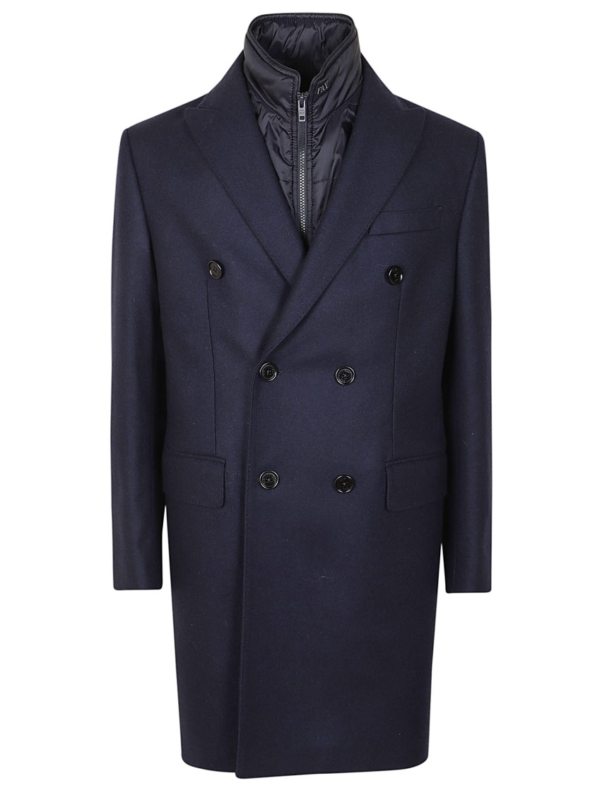 Fay Double-breasted Wool Coat With Detachable Lining In Black