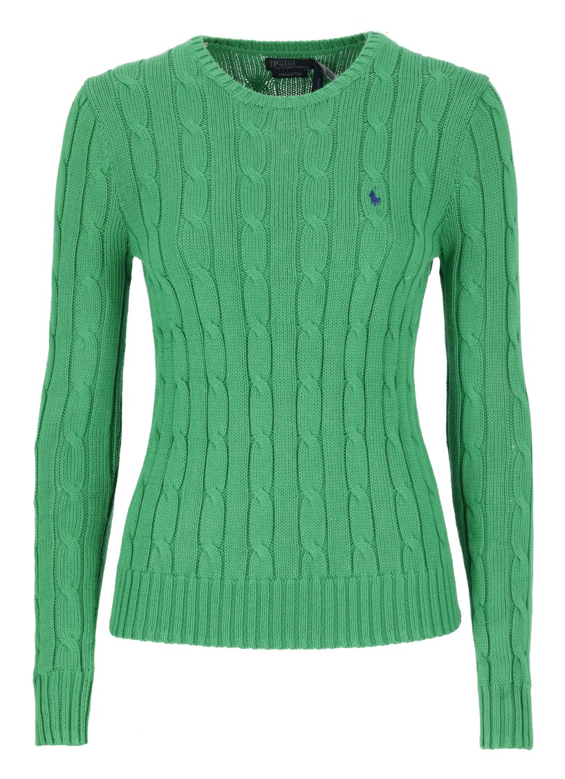 Polo Ralph Lauren Green Crewneck Polo With Woven Pattern In Green