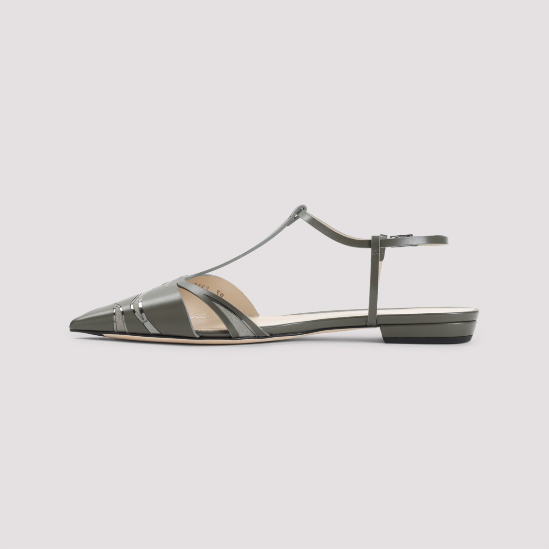 Giorgio Armani Pointed Leather Ballet Flats In Green