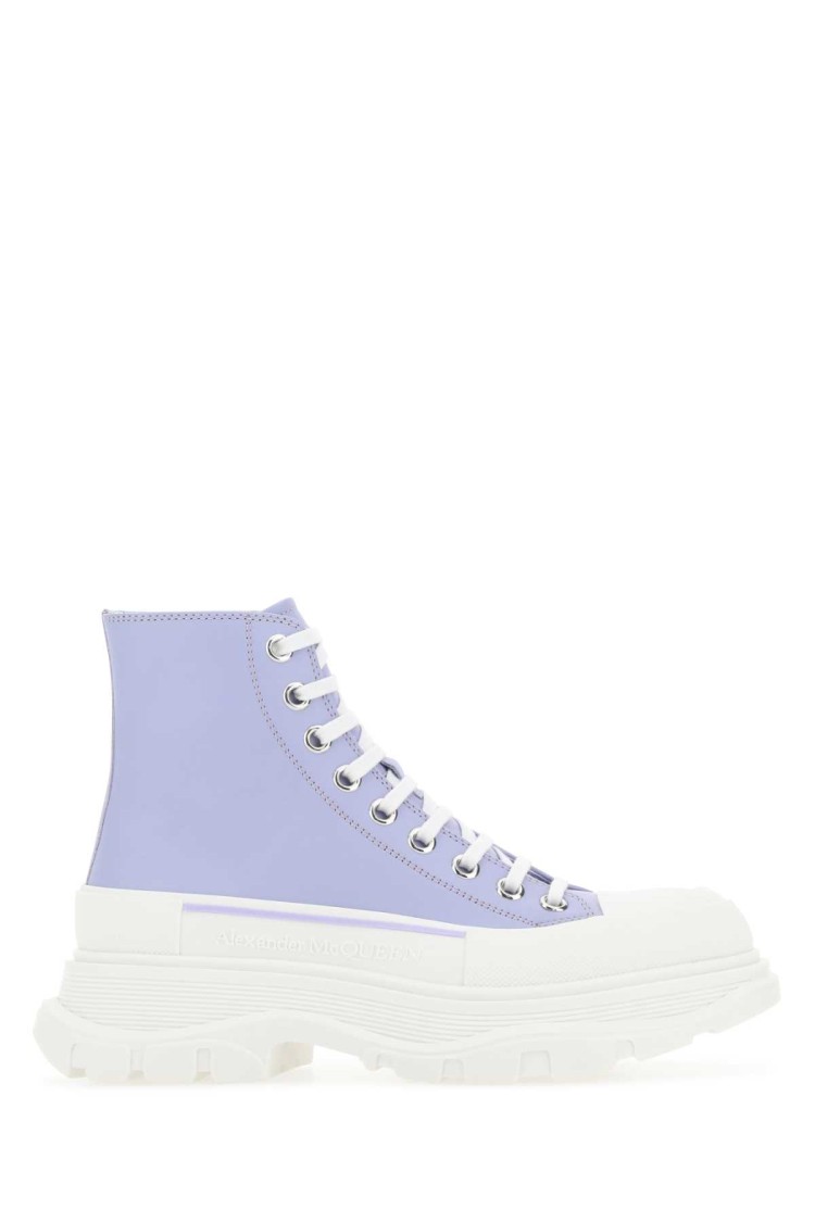 Alexander Mcqueen Lilac Leather Tread Slick Sneakers In Blue
