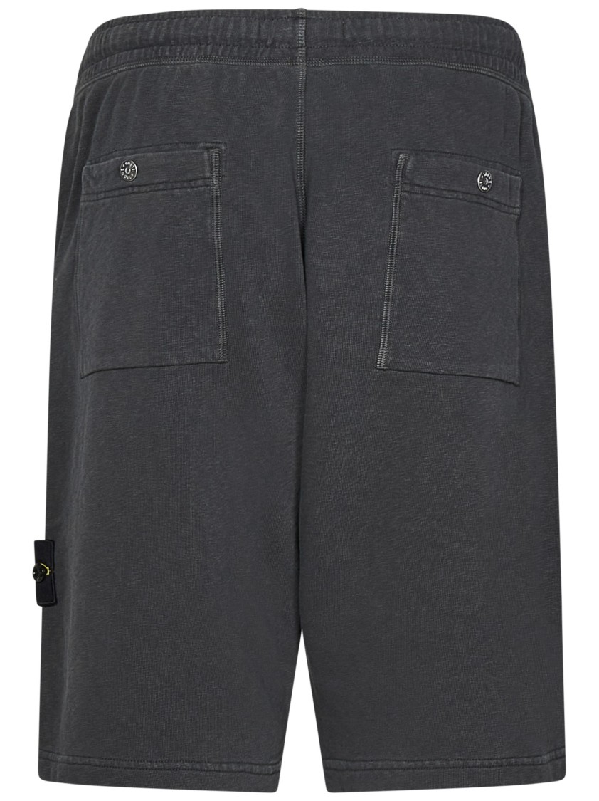 Stone Island Gray Malfilé Fleece 'old' Effect Shorts In Black
