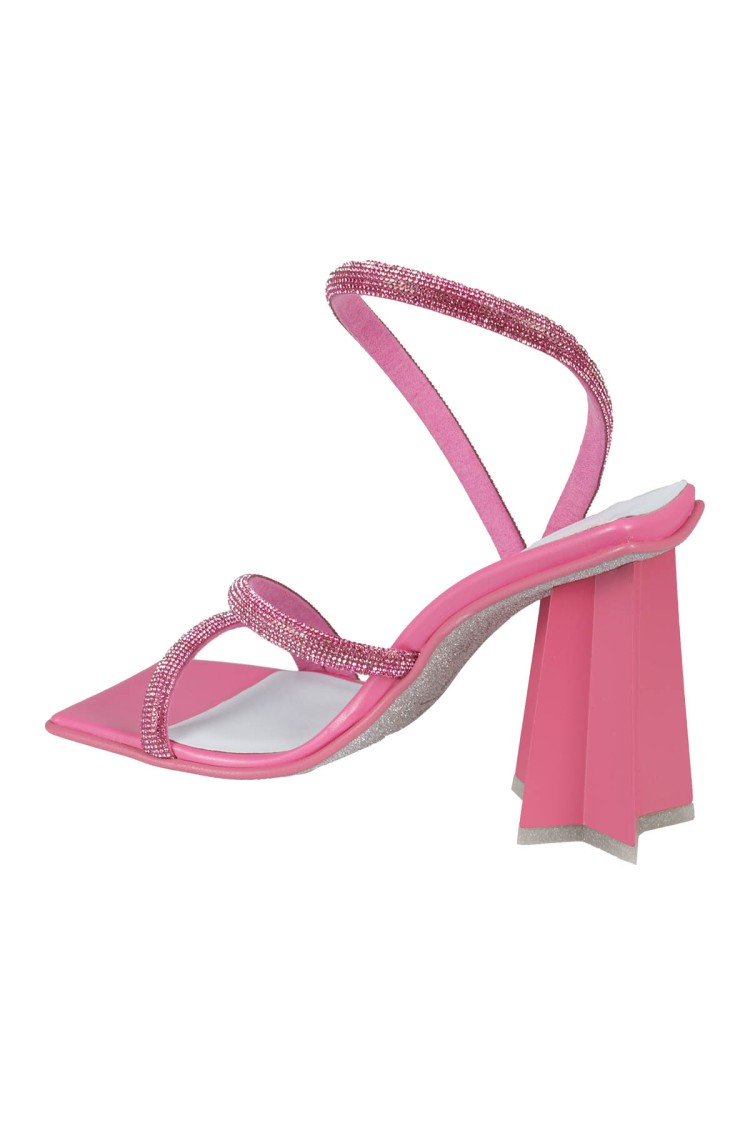 Shop Chiara Ferragni Pink Leather Glitter Sandals