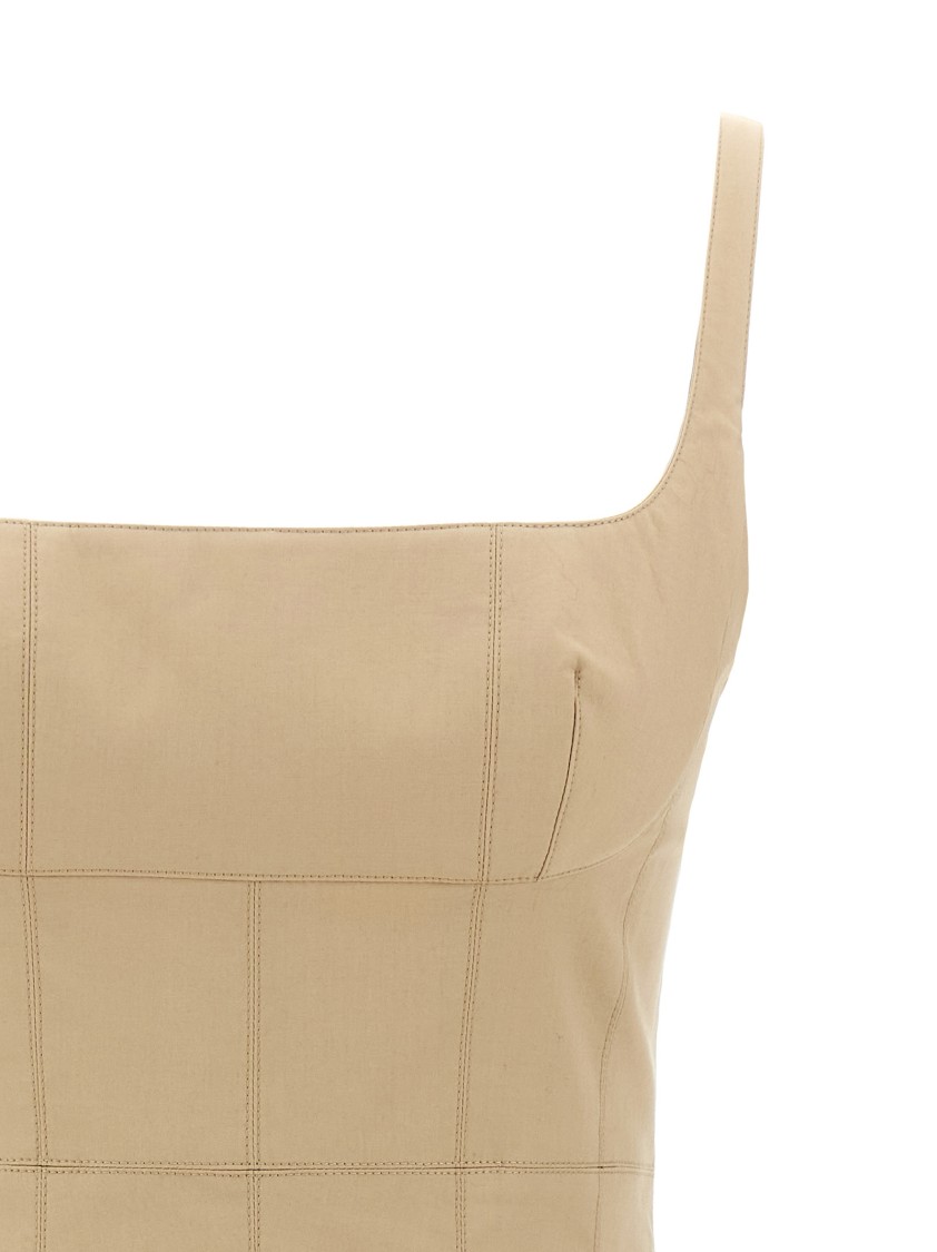Giovanni Bedin Beige Pleated Dress In Brown