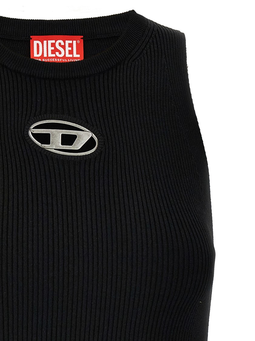 Diesel Top A Coste Con Logo Piccolo M-caddix In Black