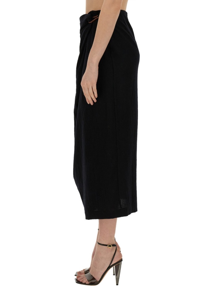 Alysi Draped Knot-detail Midi Skirt In Black