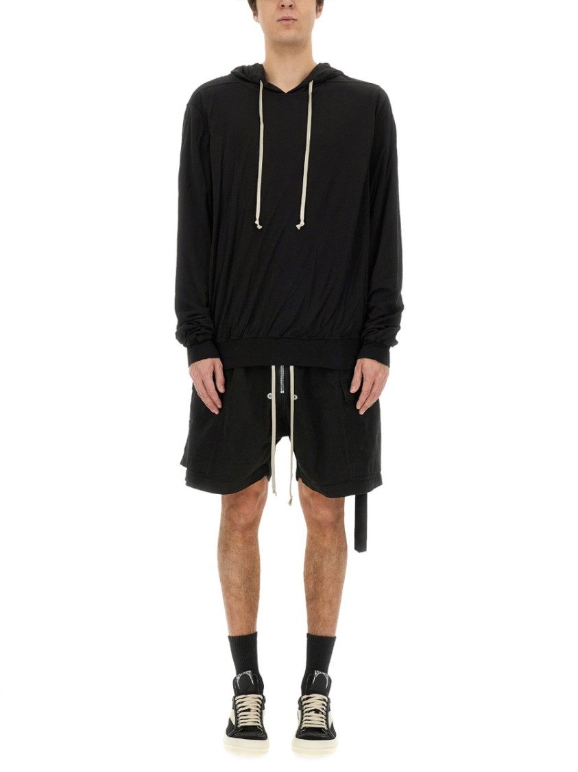 RICK OWENS DRKSHDW DRKSHDW BY RICK OWENS RELAXED FIT BLACK HOODIE WITH DRAWSTRING HOOD
