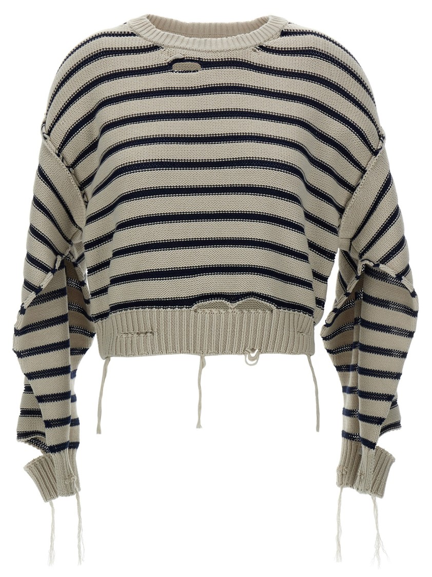 Mm6 Maison Margiela Mm6 By Maison Margiela Cropped Distressed Cotton Sweater