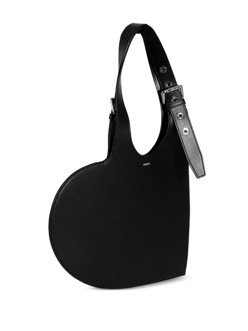 Coperni Heart-shaped Black Leather Bag With Single Shoulder Strap In Black