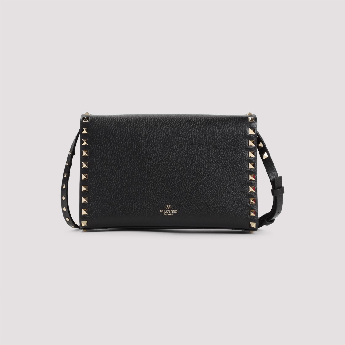 VALENTINO GARAVANI VALENTINO LEATHER SHOULDER BAG WITH METALLIC STUDS AND DISTINCTIVE CLASP