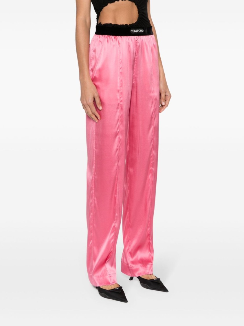 Tom Ford Flamingo Pink Stretch-silk Trousers In Pink